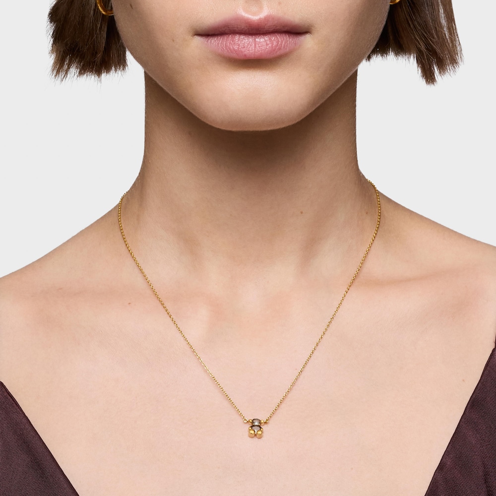 Collar corto motivo oso con baño de oro 18 kt sobre plata y espinela verde creada en laboratorio Color Bear LGG