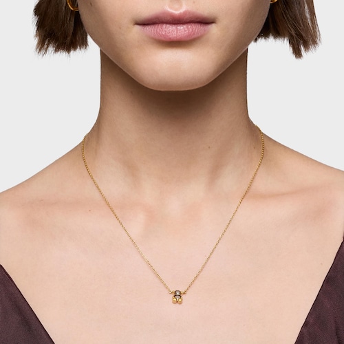 Short 18kt gold plating over silver bear motif Necklace with lab-grown green spinel Color Bear LGG