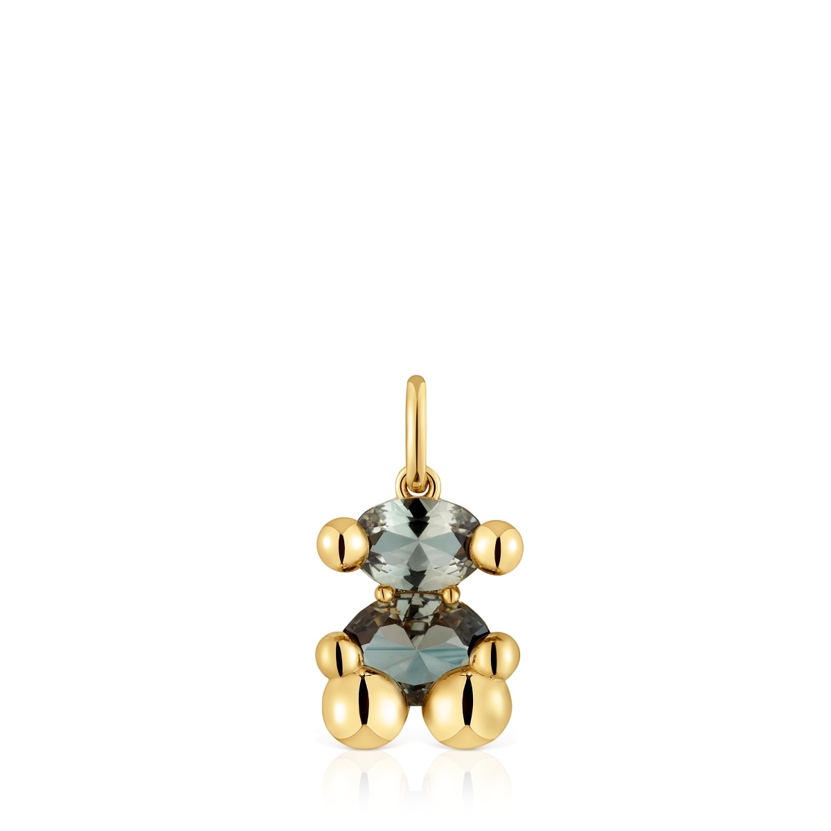 Small 18kt gold plating over silver bear motif Pendant with lab-grown green spinel Color Bear LGG
