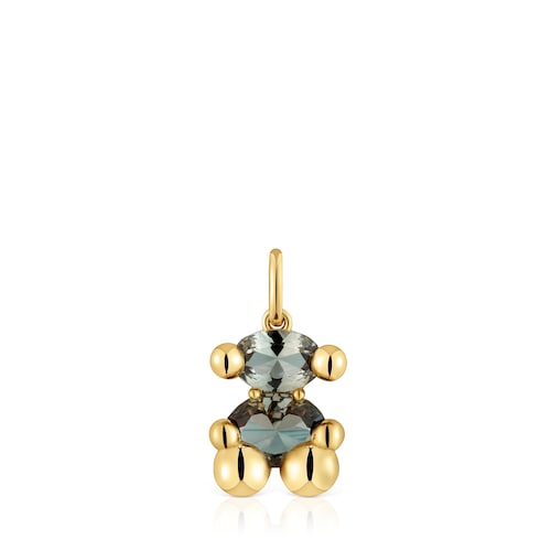 Small 18kt gold plating over silver bear motif Pendant with lab-grown green spinel Color Bear LGG