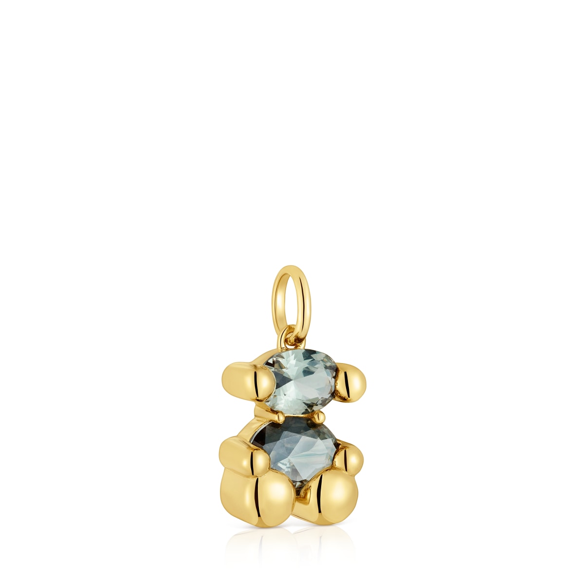 Small 18kt gold plating over silver bear motif Pendant with lab-grown green spinel Color Bear LGG