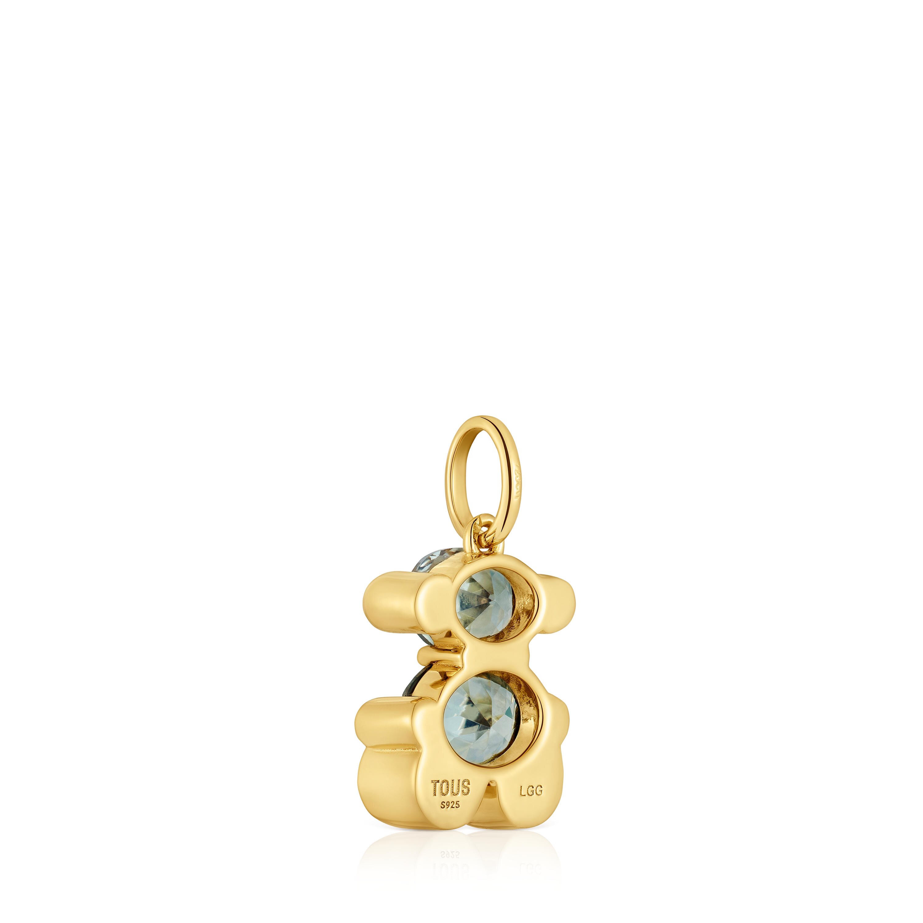 Small 18kt gold plating over silver bear motif Pendant with lab-grown green spinel Color Bear LGG