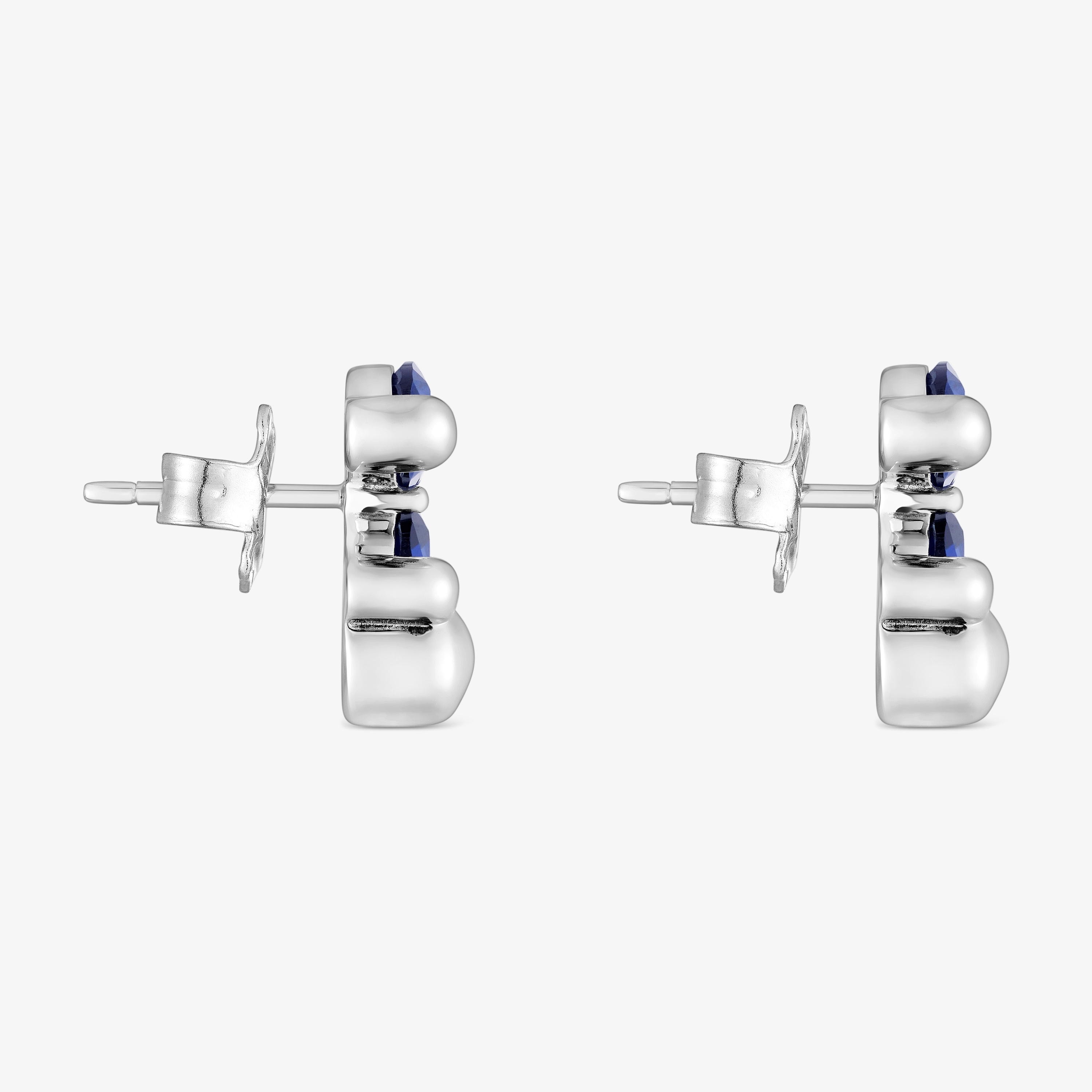 mm silver bear motif Earrings with lab-grown sapphire Color Bear LGG