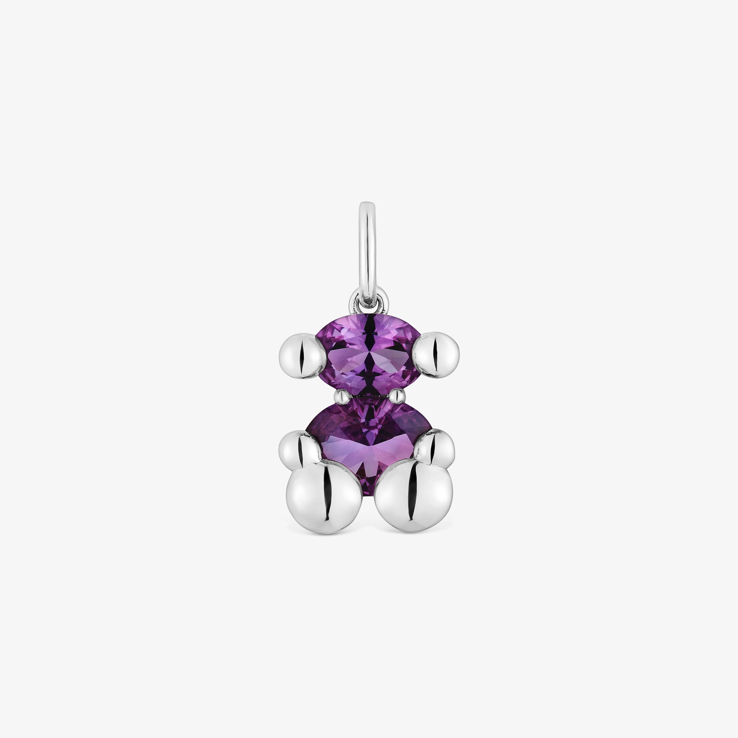 Small silver bear motif Pendant with lab-grown lilac sapphire TOUS Color Bear LGG