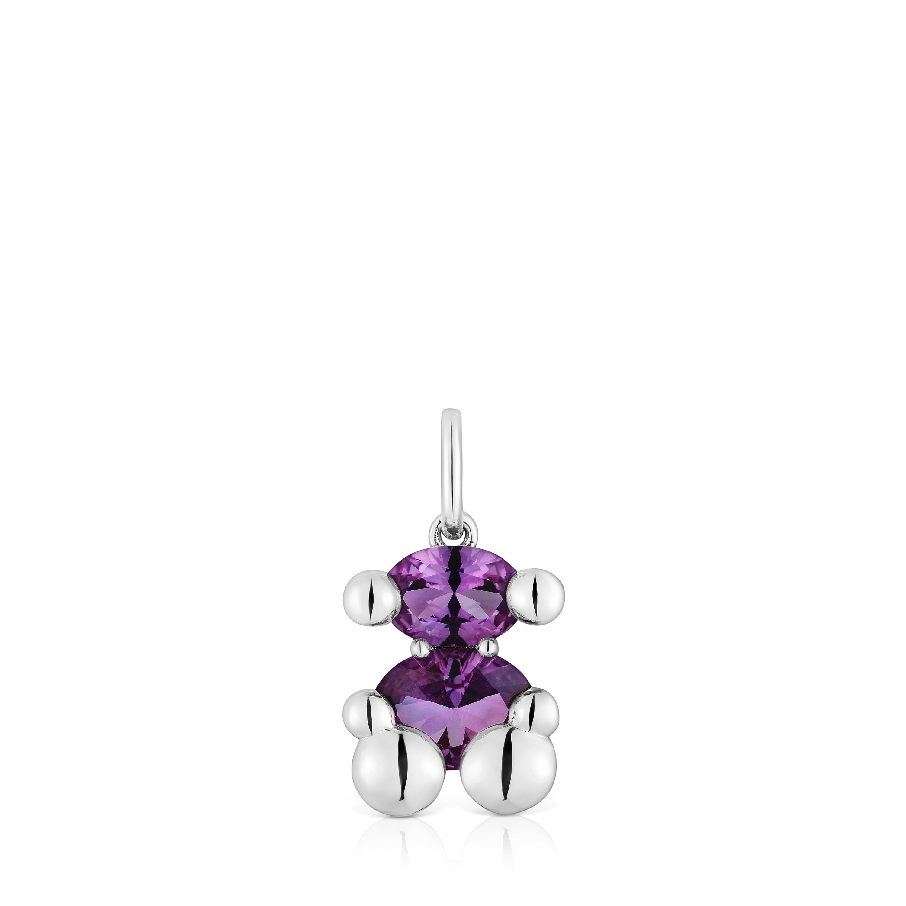Small silver bear motif Pendant with lab-grown lilac sapphire TOUS Color Bear LGG image number 0