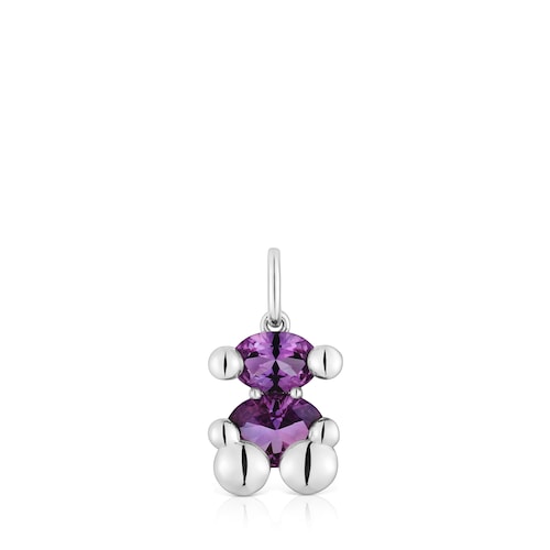 Small silver bear motif Pendant with lab-grown lilac sapphire TOUS Color Bear LGG