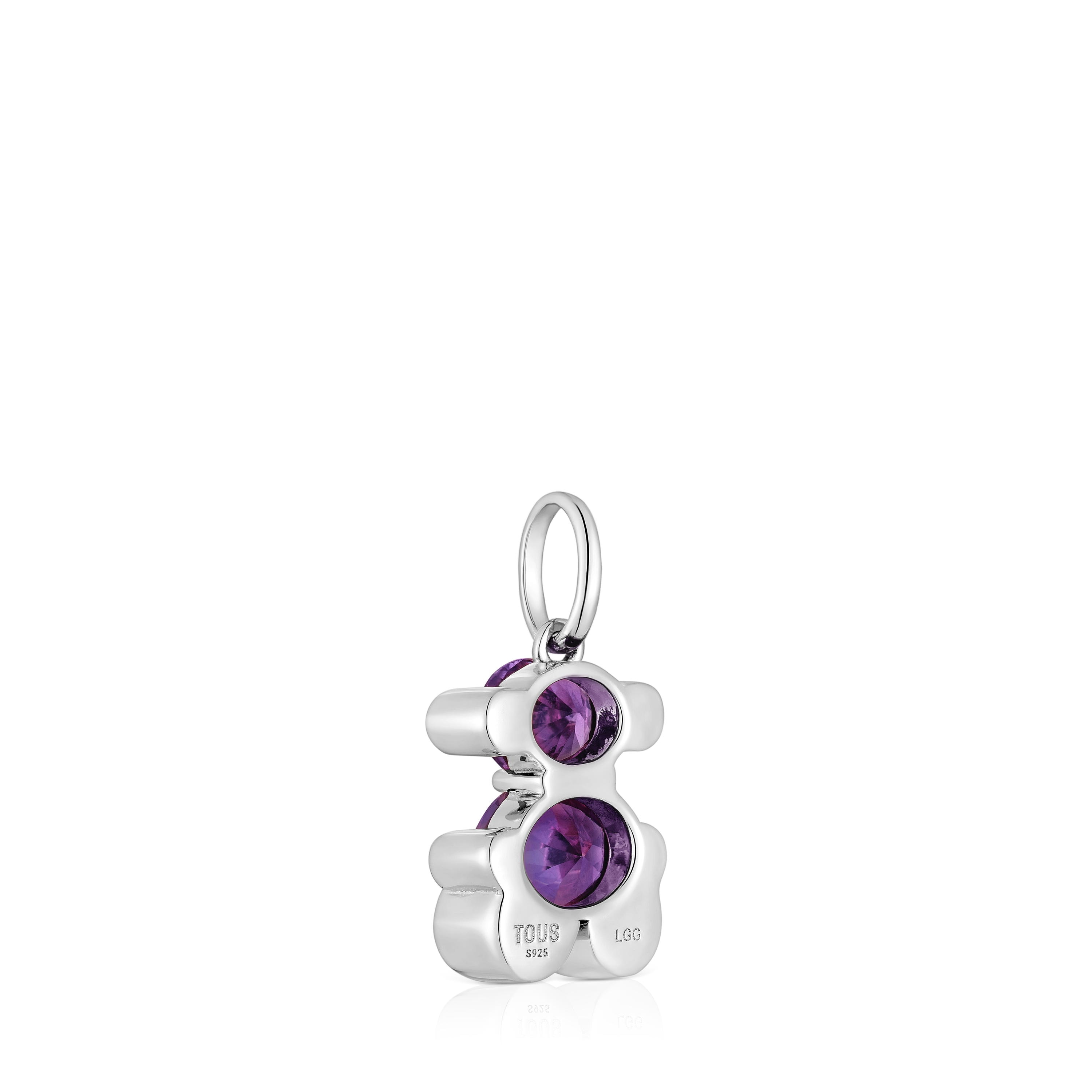 Small silver bear motif Pendant with lab-grown lilac sapphire TOUS Color Bear LGG image number 2