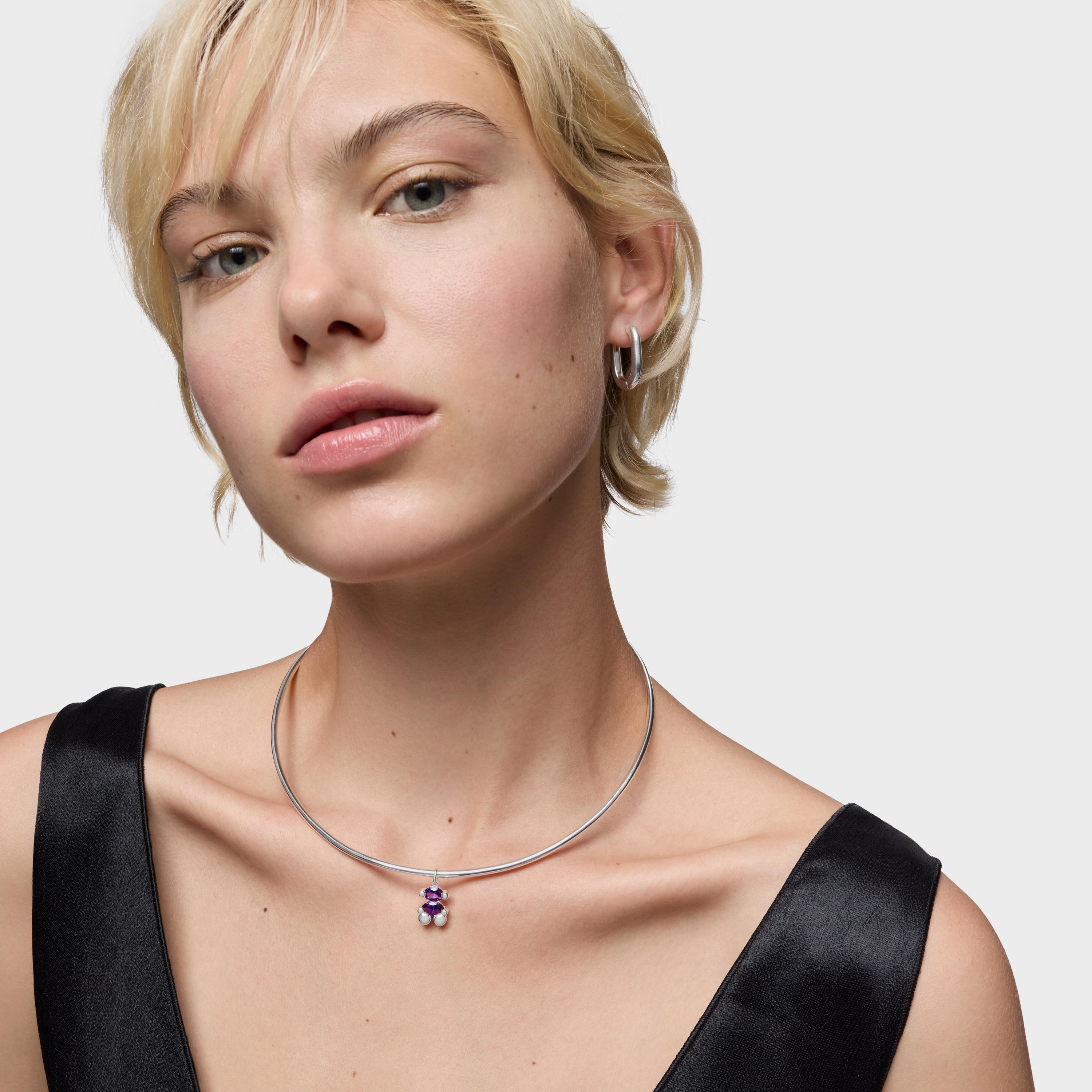 Small silver bear motif Pendant with lab-grown lilac sapphire TOUS Color Bear LGG