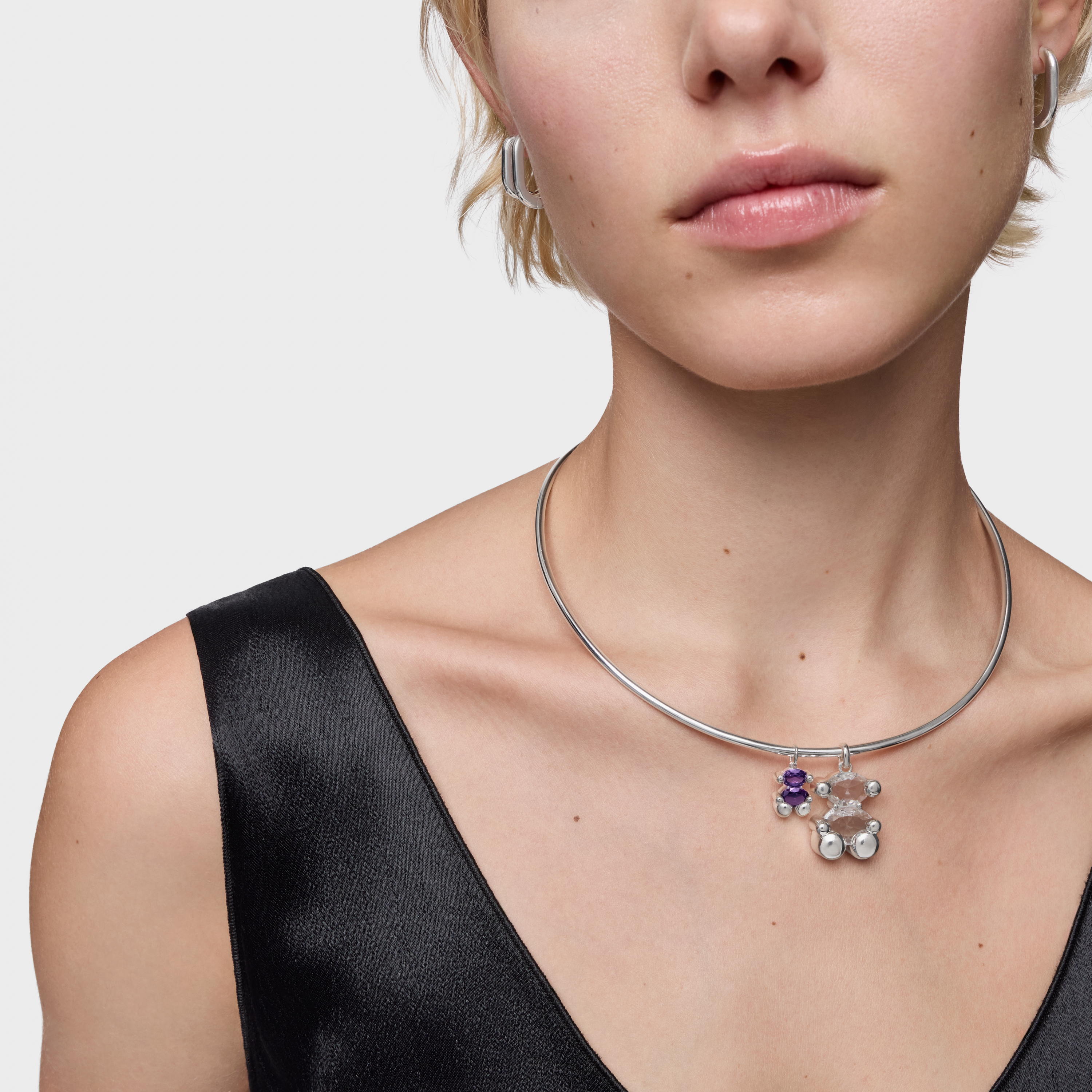 Small silver bear motif Pendant with lab-grown lilac sapphire TOUS Color Bear LGG image number 4
