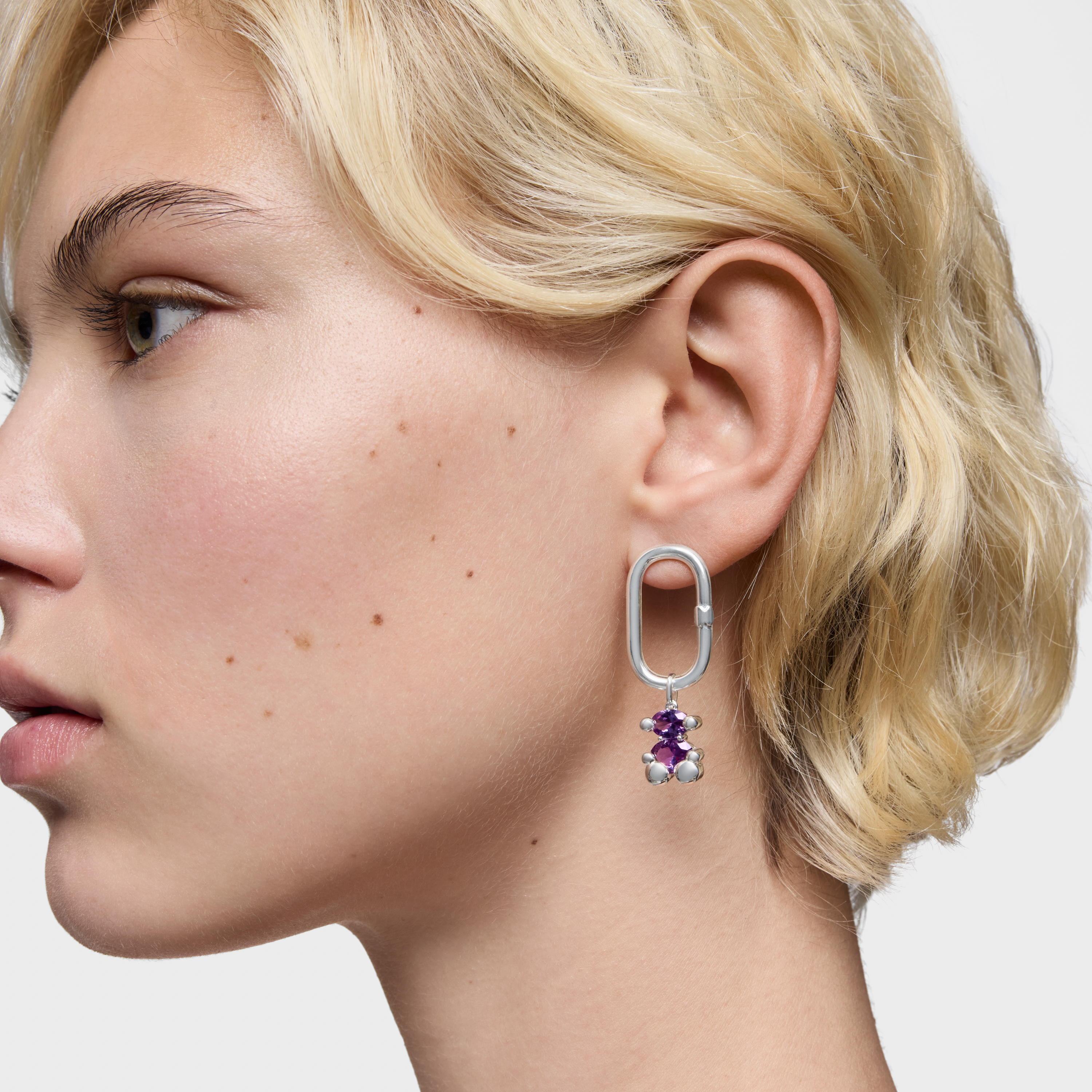 Small silver bear motif Pendant with lab-grown lilac sapphire TOUS Color Bear LGG