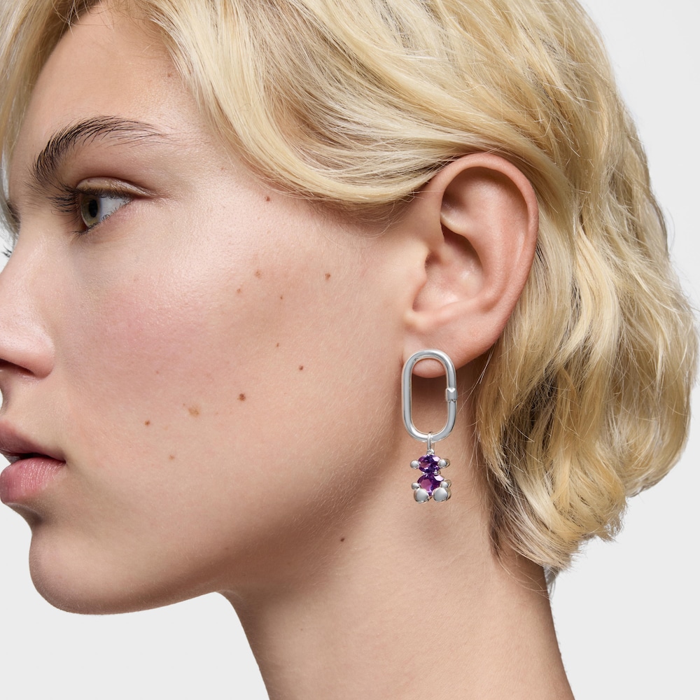 Kleiner Anh&auml;nger TOUS Color Bear LGG aus Silber mit fliederfarbenem synthetischem Saphir in B&auml;renform