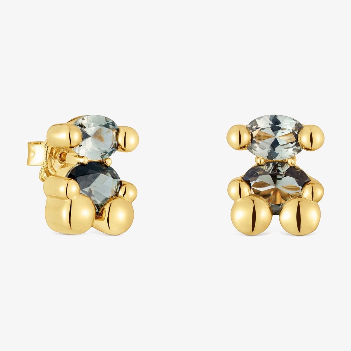 Tous - Pendientes Motivo Oso Con Baño De Oro 18 Kt Sobre Plata Y Espinela Verde Creada En Laboratorio 13 Mm Color Bear Lgg - Verde