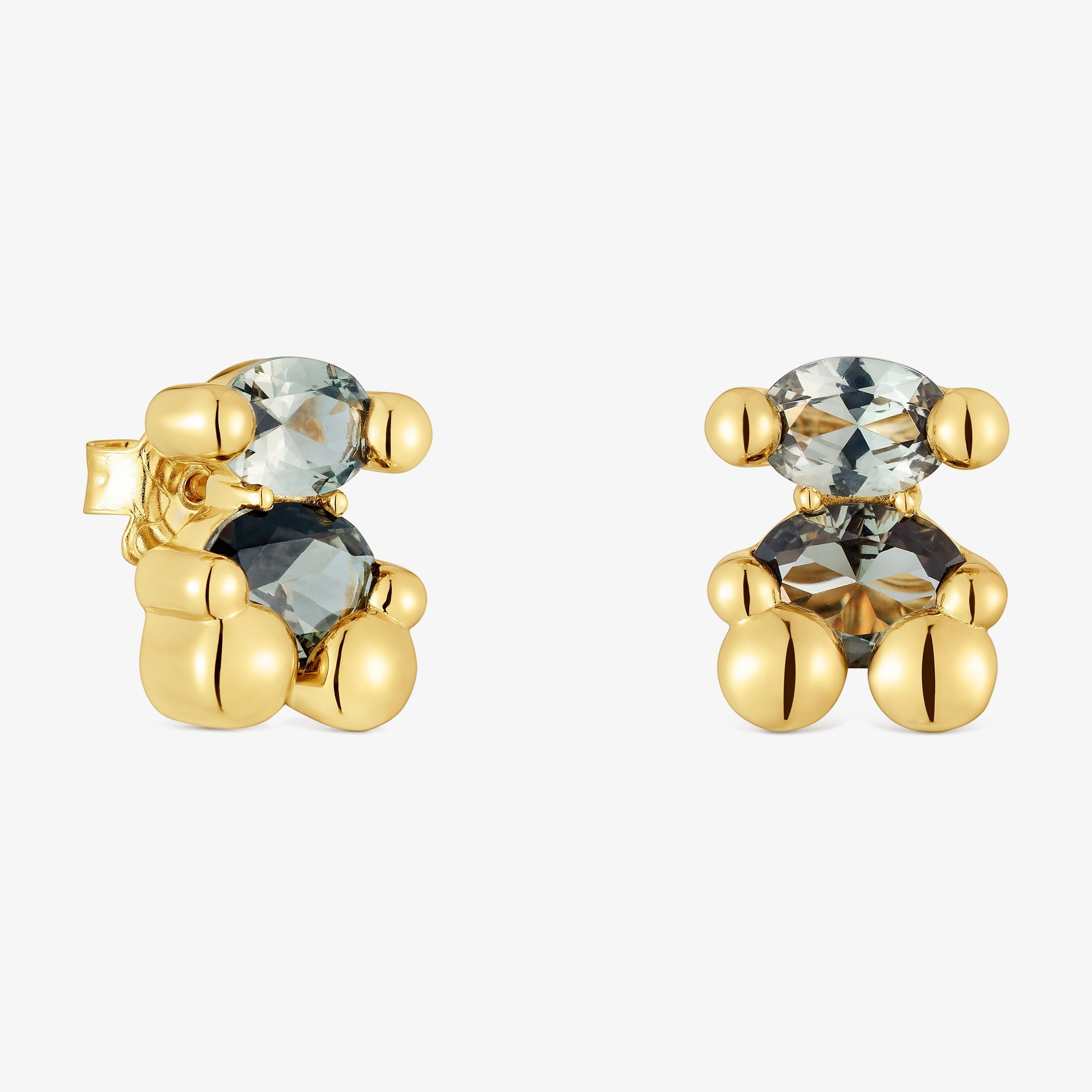 mm 18K gold vermeil bear motif Earrings with lab-grown green spinel Color Bear LGG