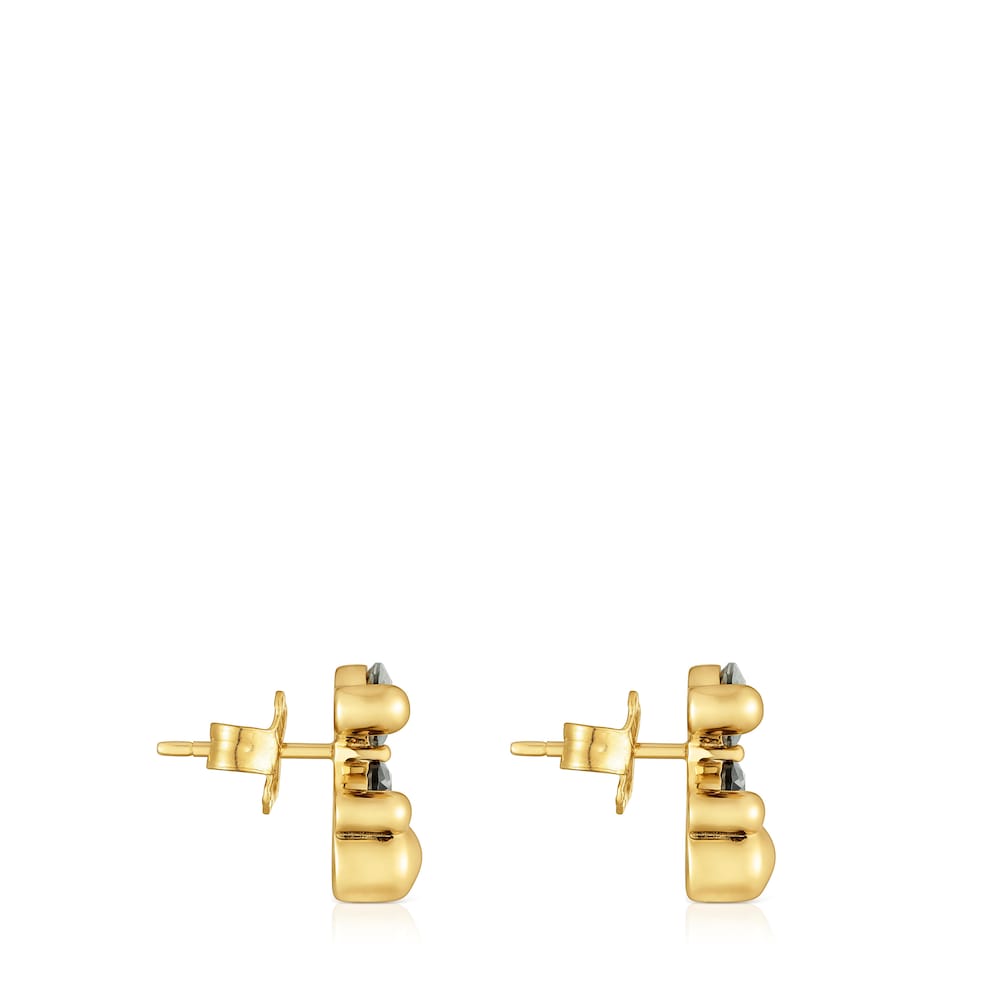 Pendientes motivo oso con baño de oro 18 kt sobre plata y espinela verde creada en laboratorio 13 mm Color Bear LGG Pendientes motivo oso con baño de oro 18 kt sobre plata y espinela verde creada en laboratorio 13 mm Color Bear LGG