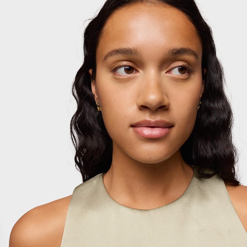 13 mm 18K gold vermeil bear motif Earrings with lab-grown green spinel Color Bear LGG