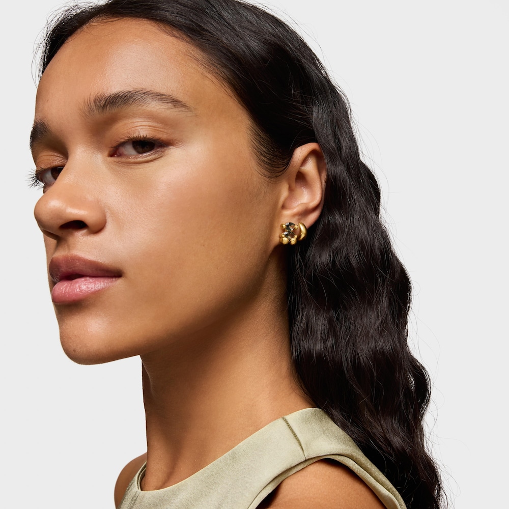 13 mm 18K gold vermeil bear motif Earrings with lab-grown green spinel Color Bear LGG