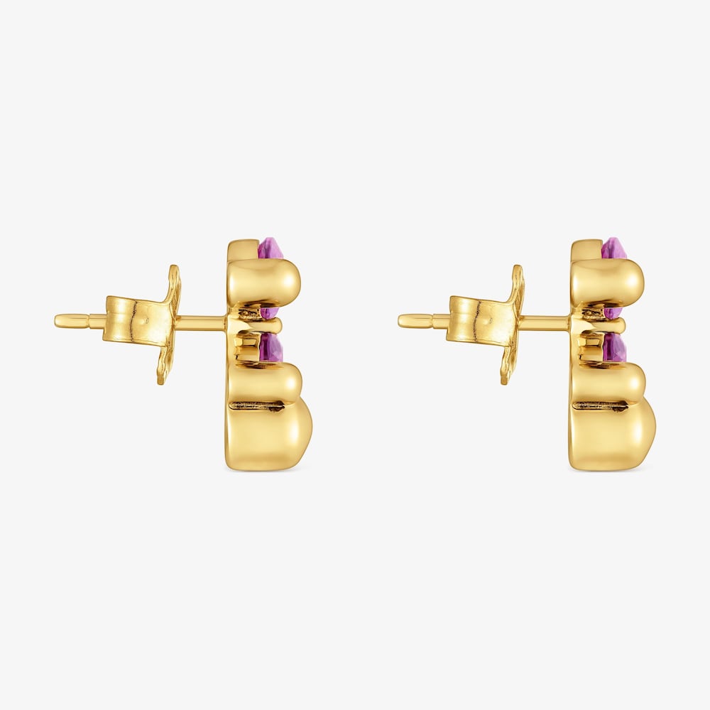 Boucles d&rsquo;oreilles motif ourson en argent plaqu&eacute; or 18&nbsp;ct et saphir lilas cr&eacute;&eacute; en laboratoire 13&nbsp;mm Color Bear LGG