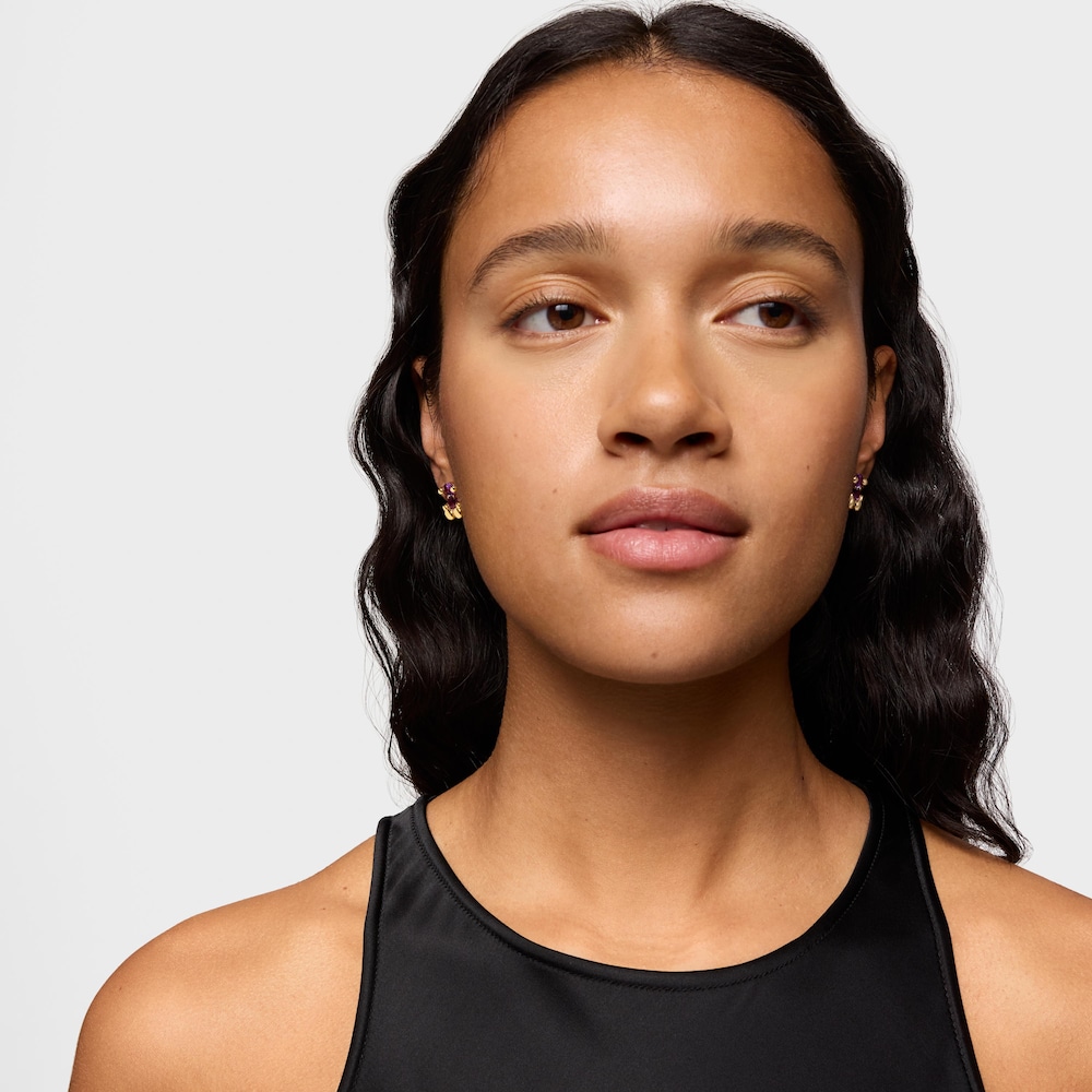 Boucles d&rsquo;oreilles motif ourson en argent plaqu&eacute; or 18&nbsp;ct et saphir lilas cr&eacute;&eacute; en laboratoire 13&nbsp;mm Color Bear LGG