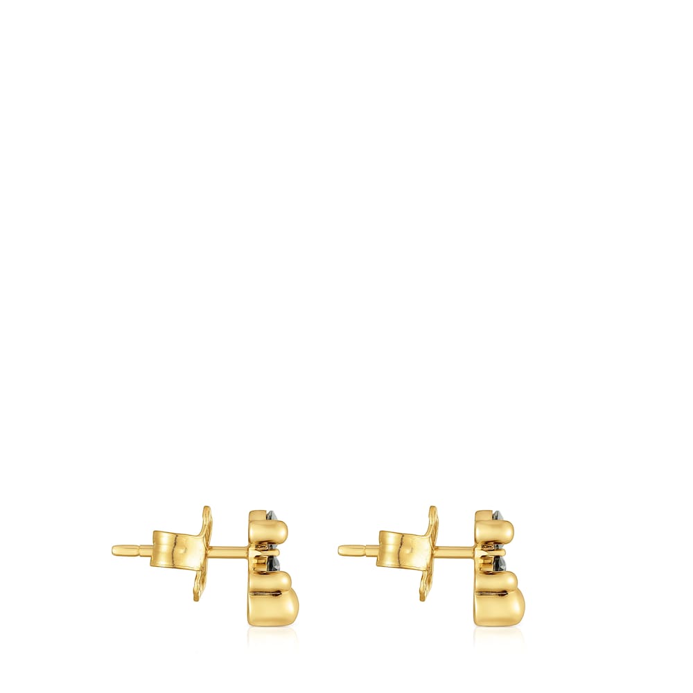 Pendientes motivo oso con baño de oro 18 kt sobre plata y espinela verde creada en laboratorio 8 mm Color Bear LGG Pendientes motivo oso con baño de oro 18 kt sobre plata y espinela verde creada en laboratorio 8 mm Color Bear LGG
