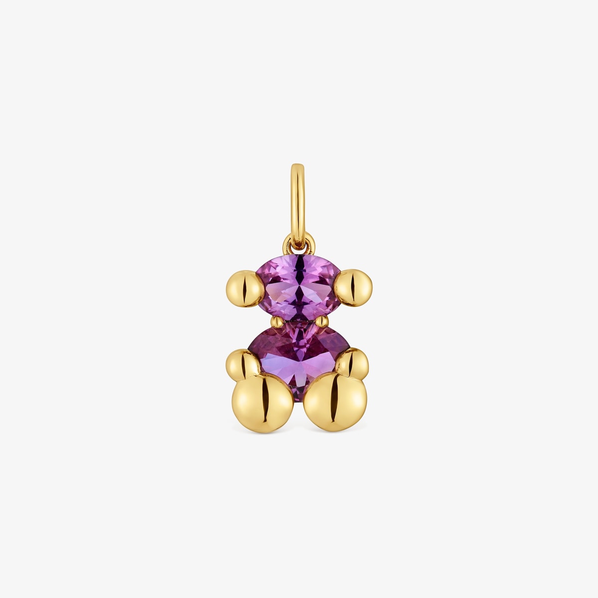 Tous - Colgante Pequeño Motivo Oso Con Baño De Oro 18 Kt Sobre Plata Y Zafiro Lila Creado En Laboratorio Color Bear Lgg - Lila