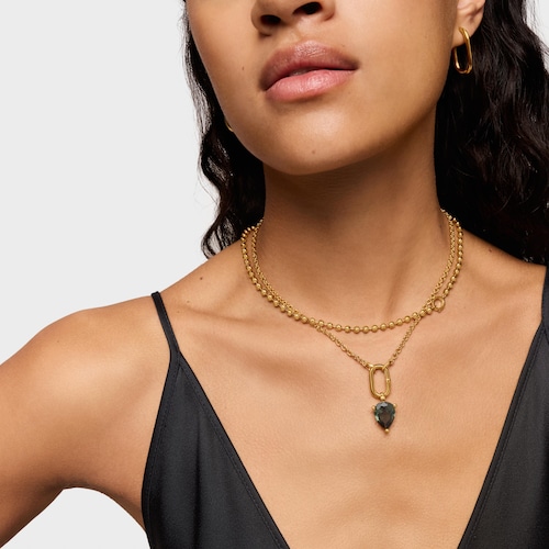 Small Pendant in 18kt gold plating over silver and lab-grown green spinel TOUS Color LGG