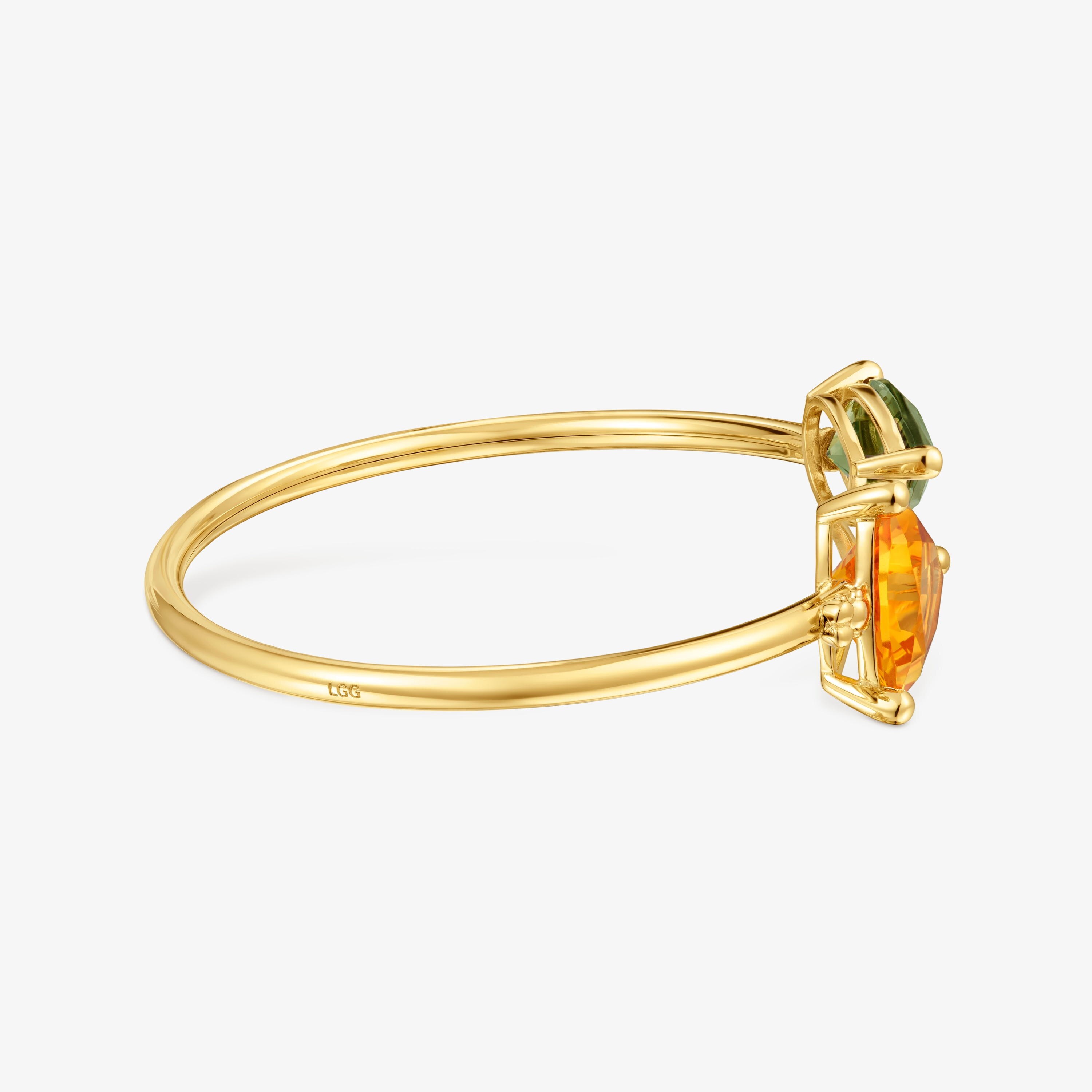 Bangle 18K gold vermeil and lab-grown citrine green spinel TOUS Color LGG