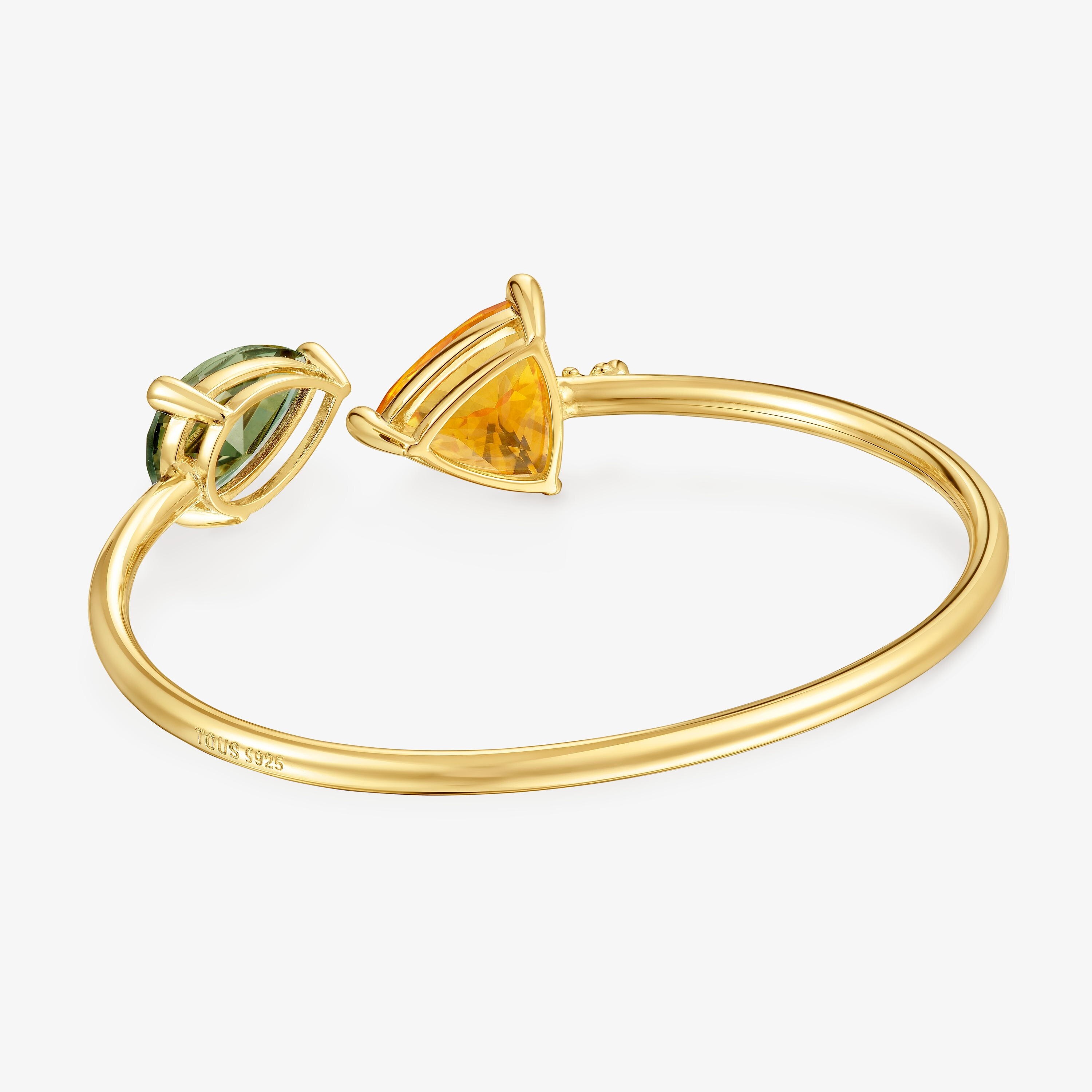 Bangle 18K gold vermeil and lab-grown citrine green spinel TOUS Color LGG