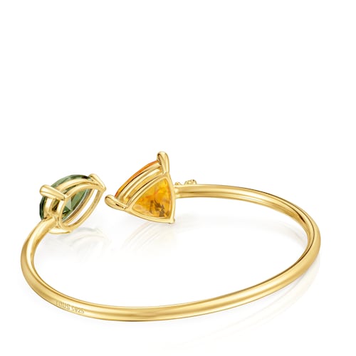 Bangle in 18kt gold plating over silver and lab-grown citrine and green spinel TOUS Color LGG