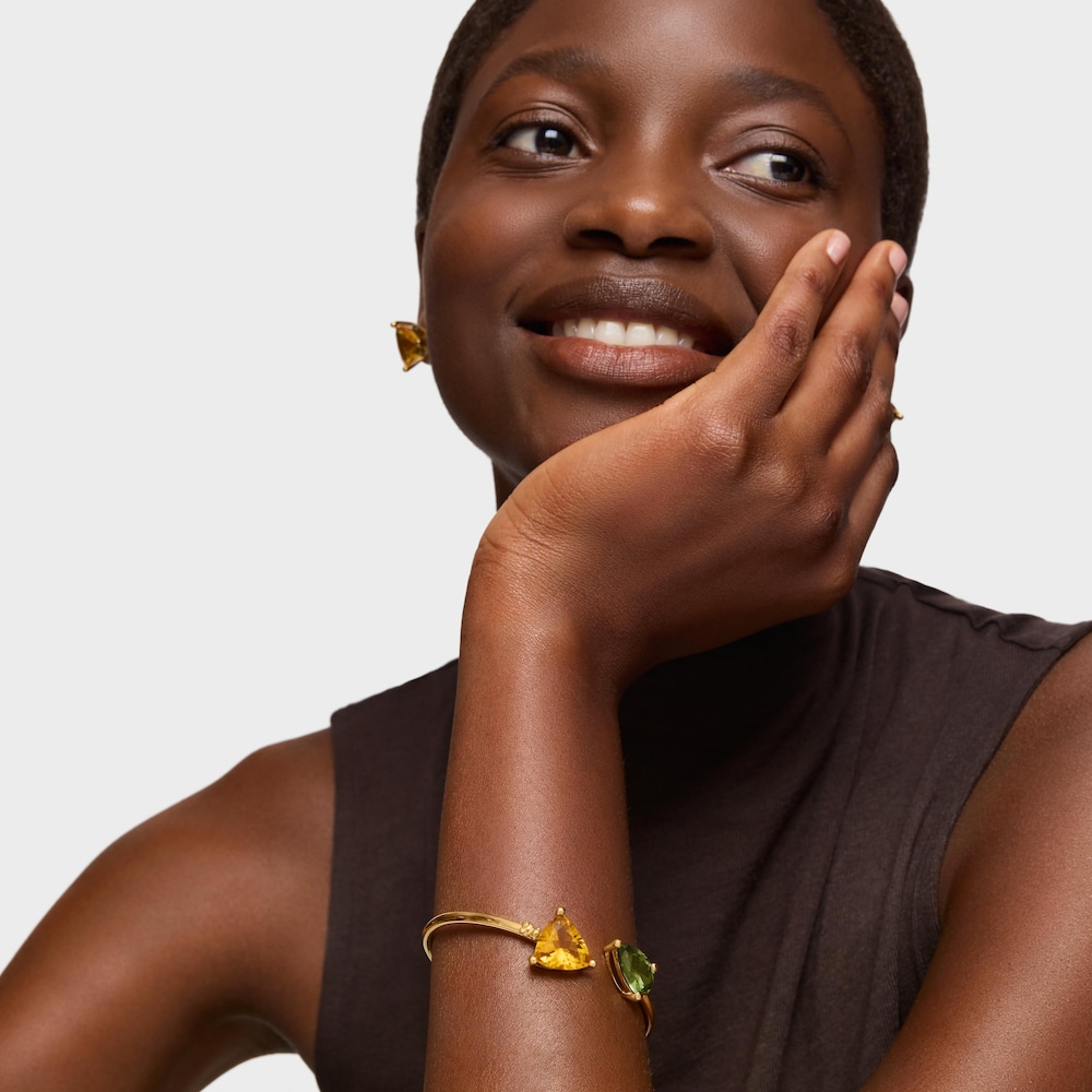 Pulsera esclava con ba&ntilde;o de oro 18 kt sobre plata, citrino y espinela verde creada en laboratorio TOUS Color LGG