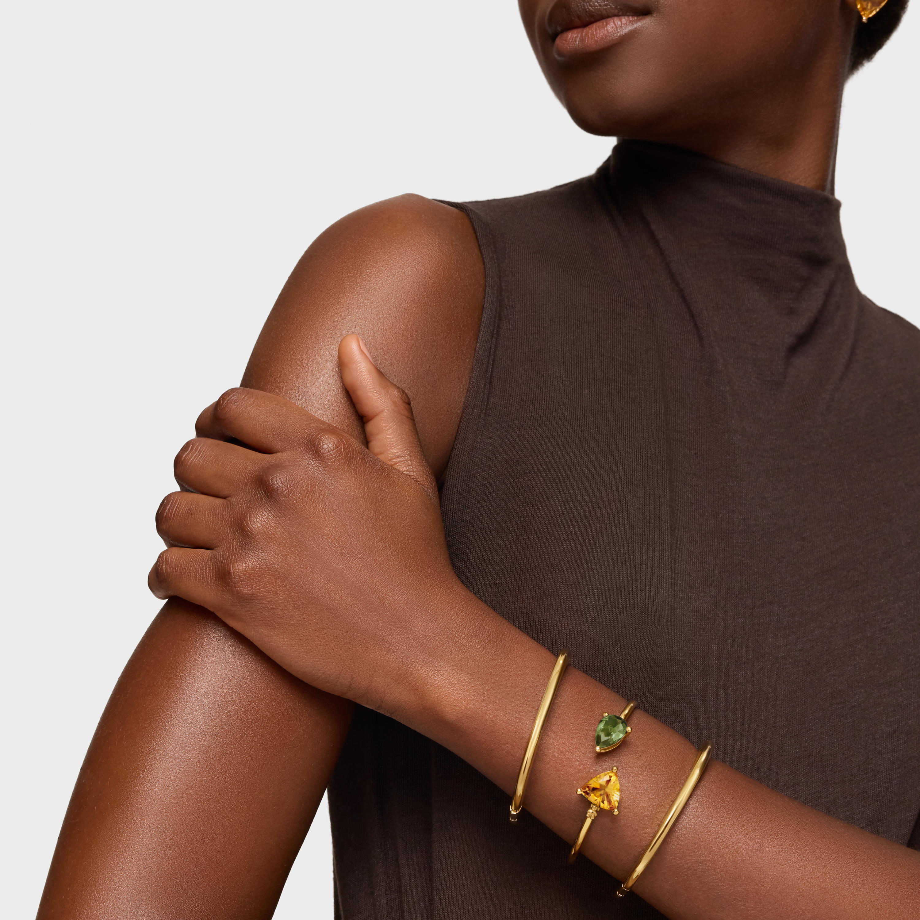Bangle 18K gold vermeil and lab-grown citrine green spinel TOUS Color LGG