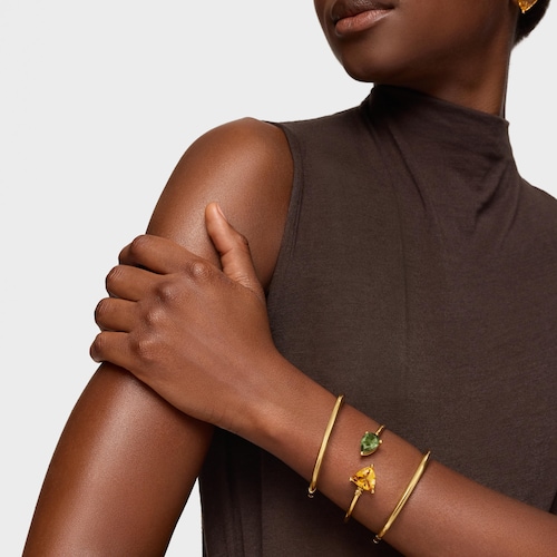 Bangle in 18kt gold plating over silver and lab-grown citrine and green spinel TOUS Color LGG