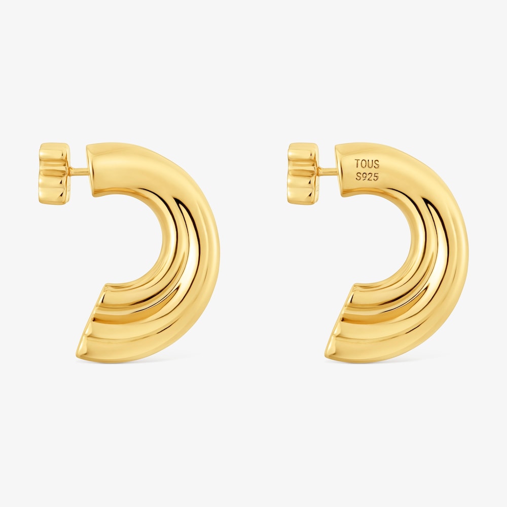 Pendientes de aro con ba&ntilde;o de oro 18 kt sobre plata y motivo oso TOUS 1950