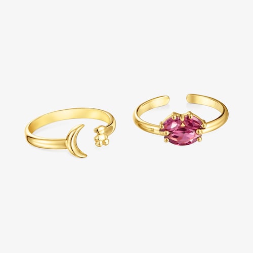 18K gold vermeil with rhodolite Ring set Claws