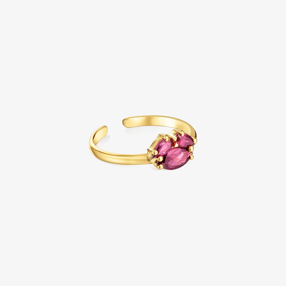 18K gold vermeil with rhodolite Ring set Claws