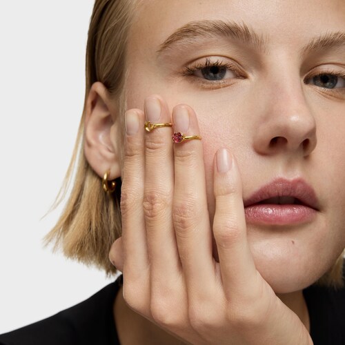 Pack Claws ring con baño de oro 18 kt sobre plata con rodolitas