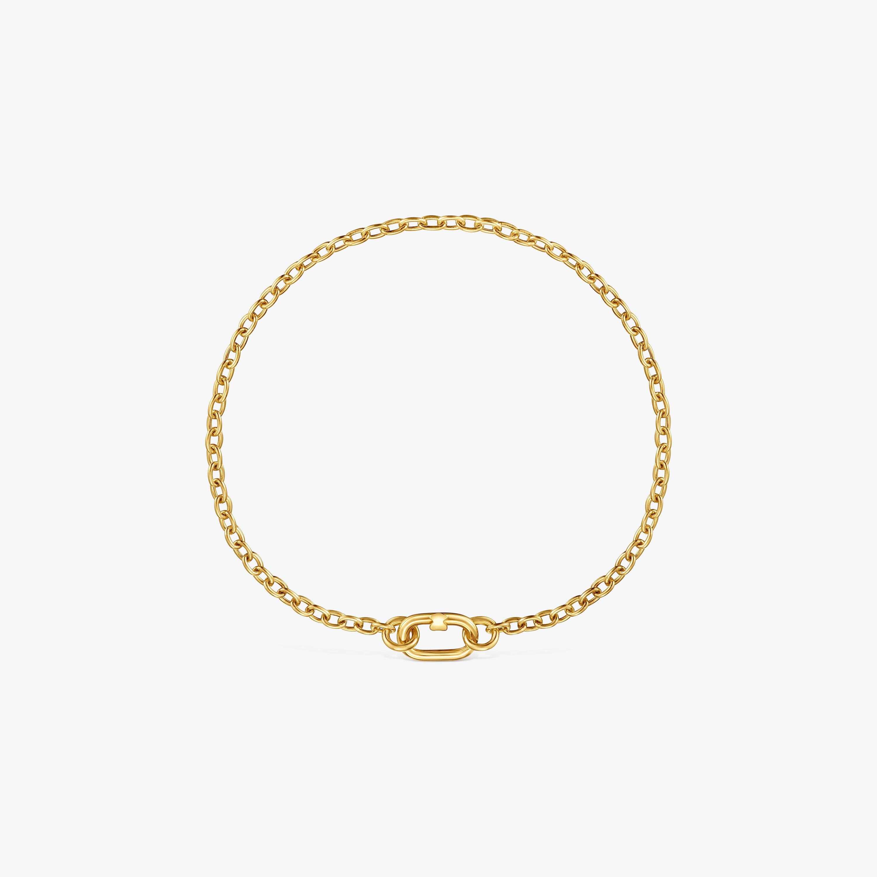 Hold Oval 18K solid gold chunky chain Bracelet
