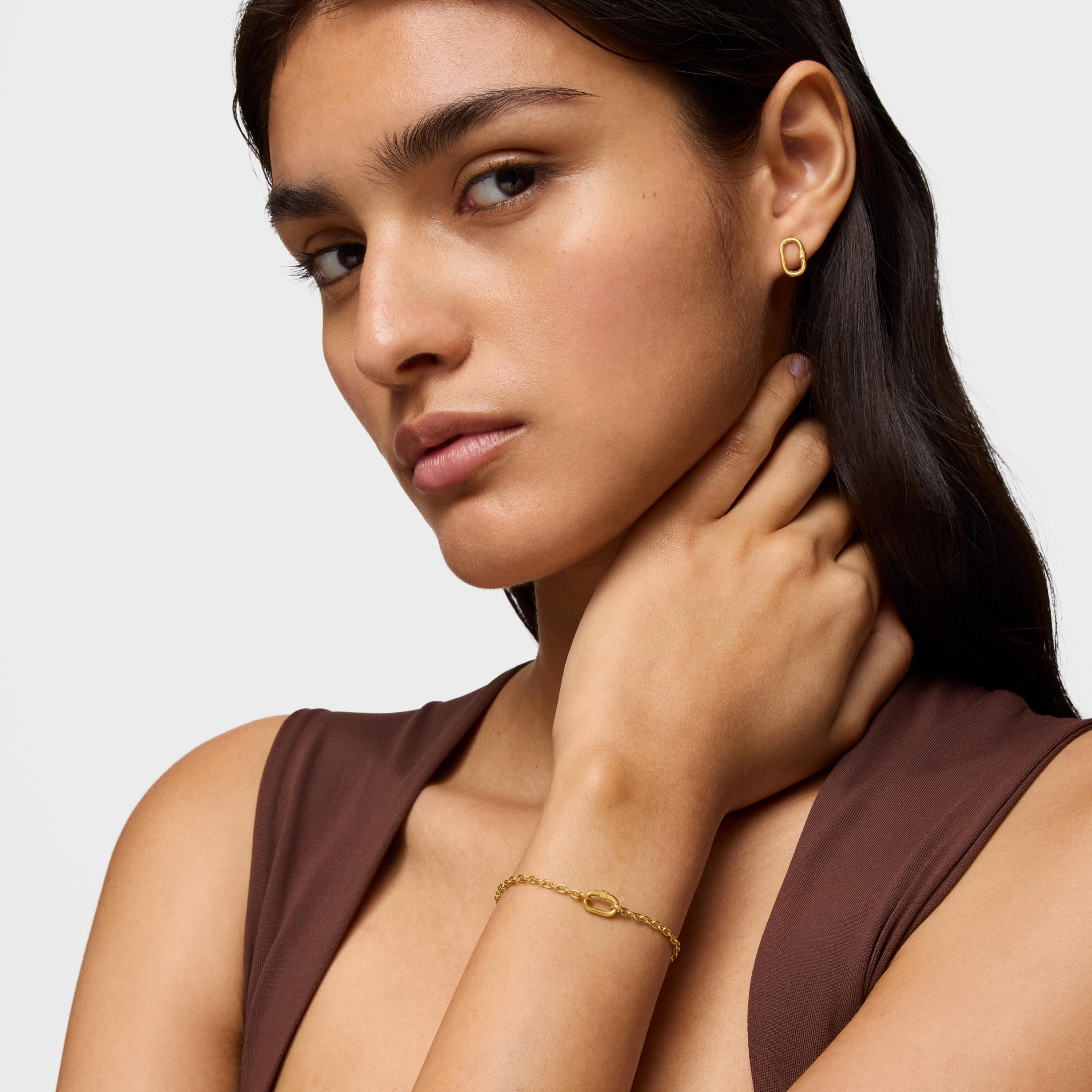 Hold Oval 18K solid gold chunky chain Bracelet