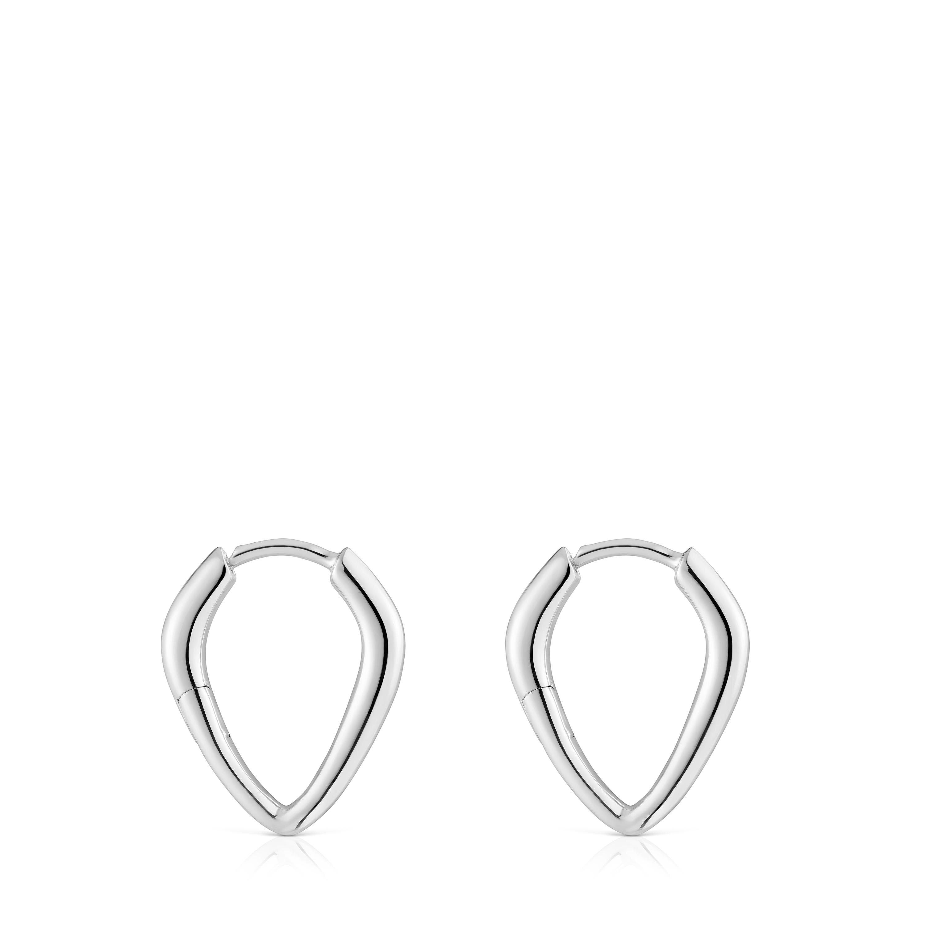 Short silver pointed Hoop earrings Basics