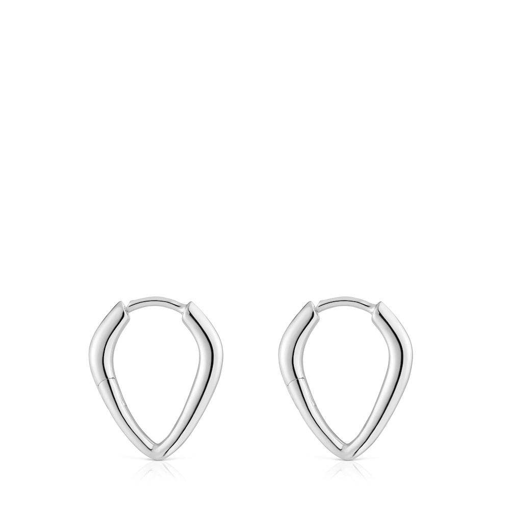 Short silver pointed Hoop earrings Basics