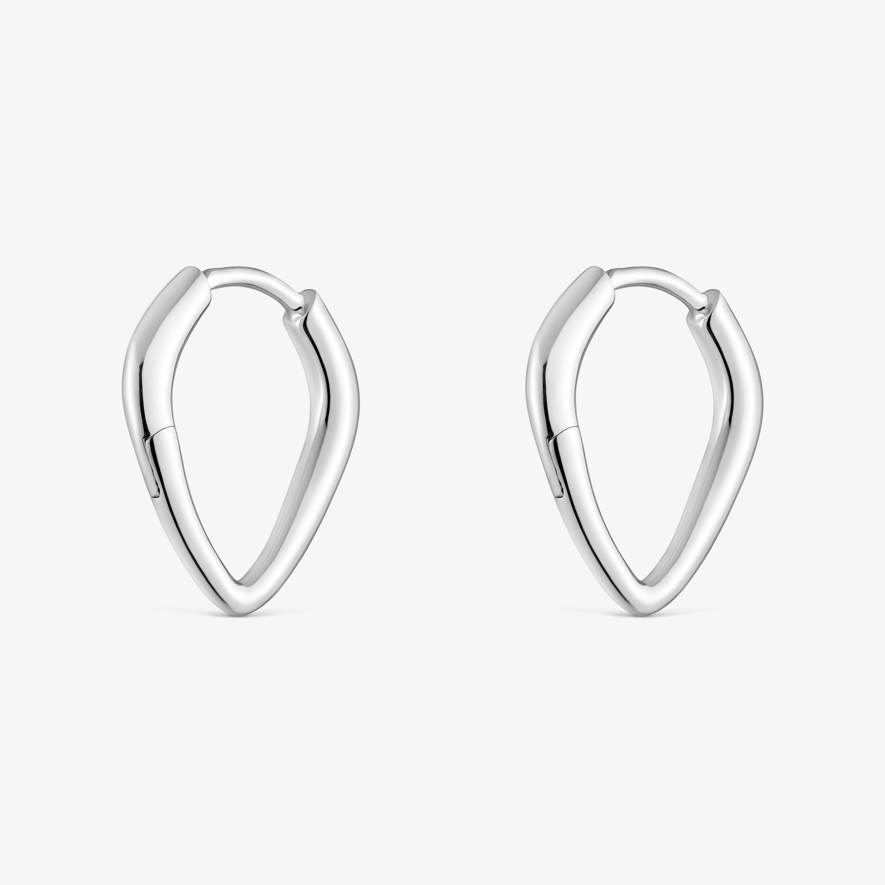 Short silver pointed Hoop earrings Basics