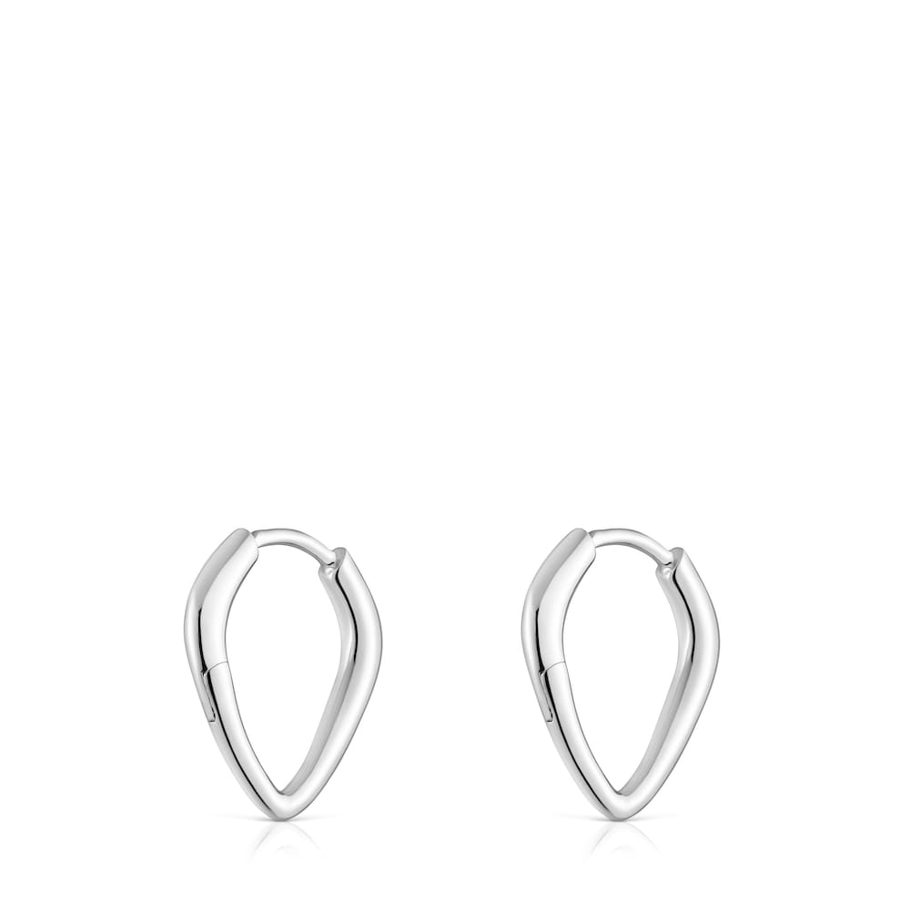 Short silver pointed Hoop earrings Basics