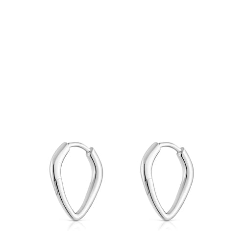 Short silver pointed Hoop earrings Basics