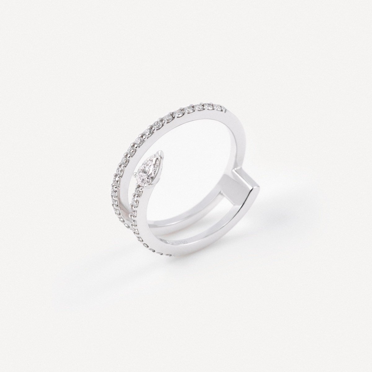 Tous - Anillo Doble De Oro Blanco Con Diamantes Talla Pera Tous Atelier Talla 14