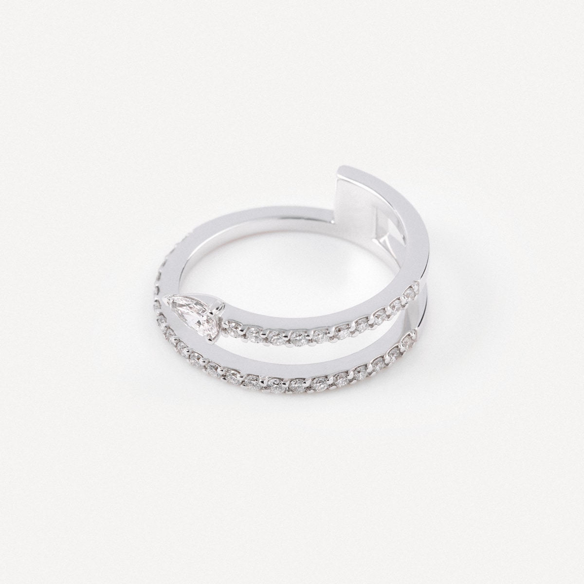 White gold Double ring with pear-cut diamonds TOUS ATELIER