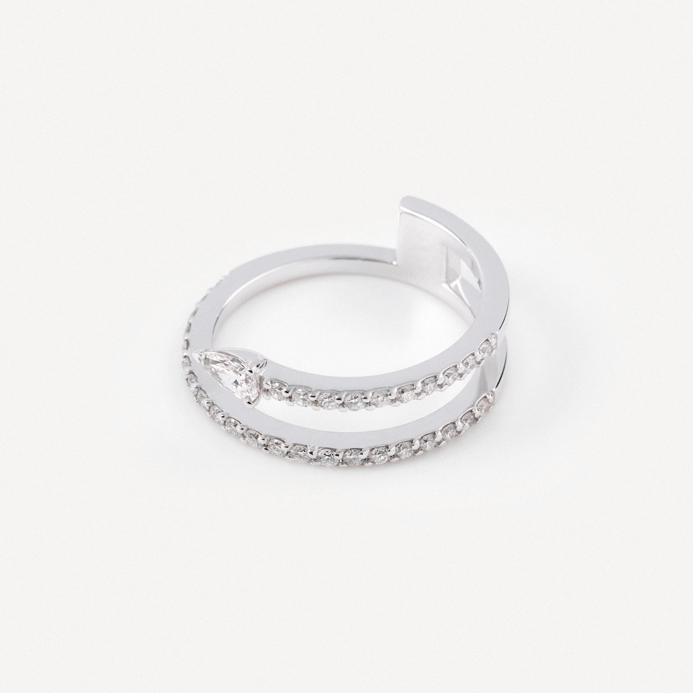 Anillo doble de oro blanco con diamantes talla pera TOUS ATELIER image number 1
