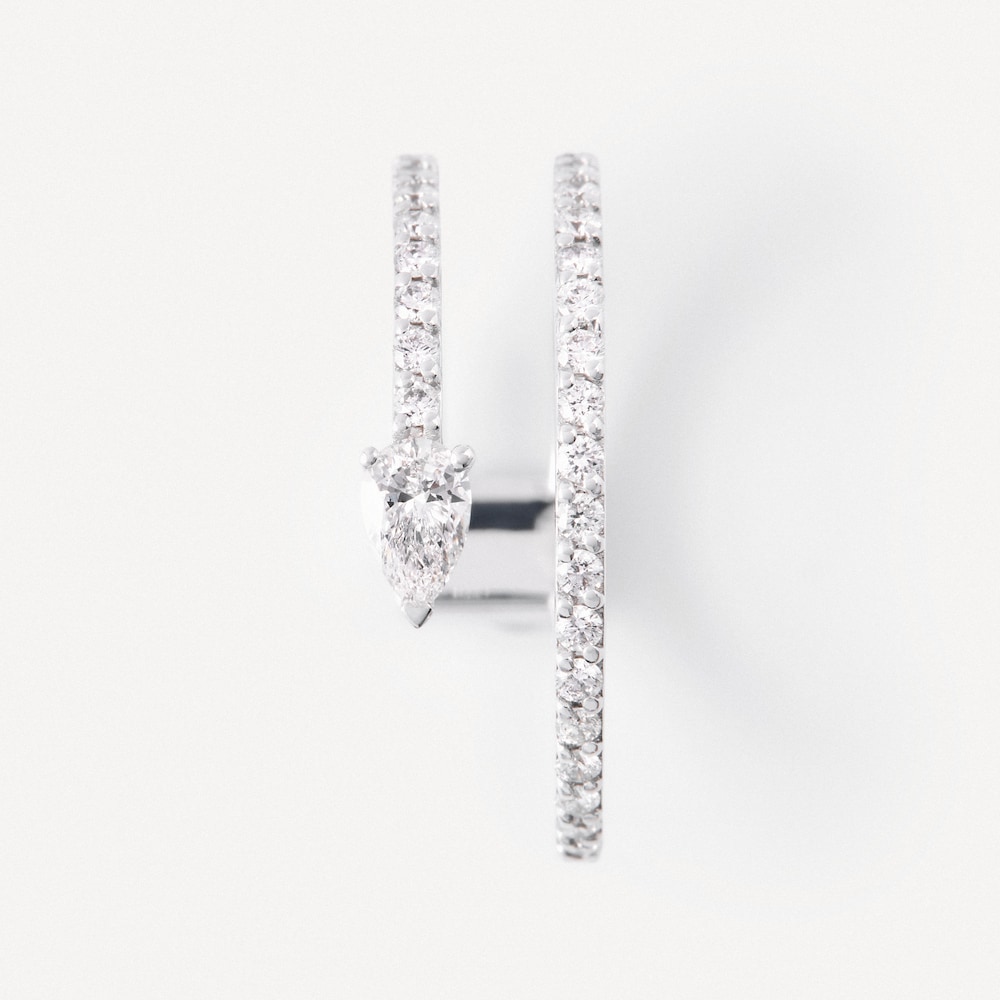 Anillo doble de oro blanco con diamantes talla pera TOUS ATELIER