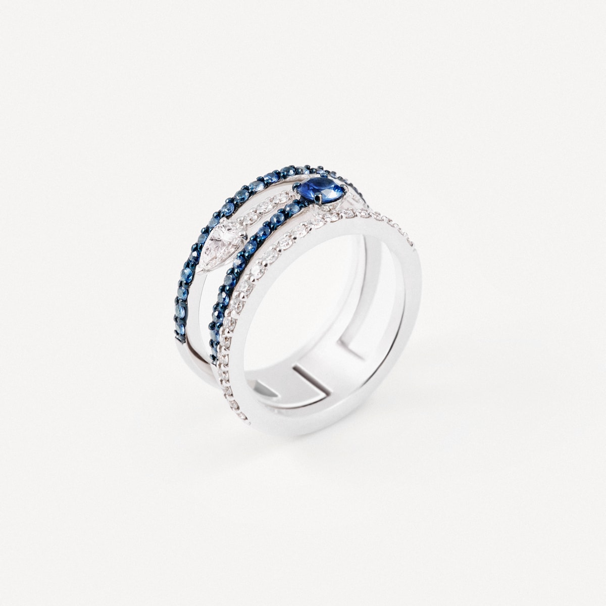 White gold Double ring with pear-cut diamonds TOUS ATELIER