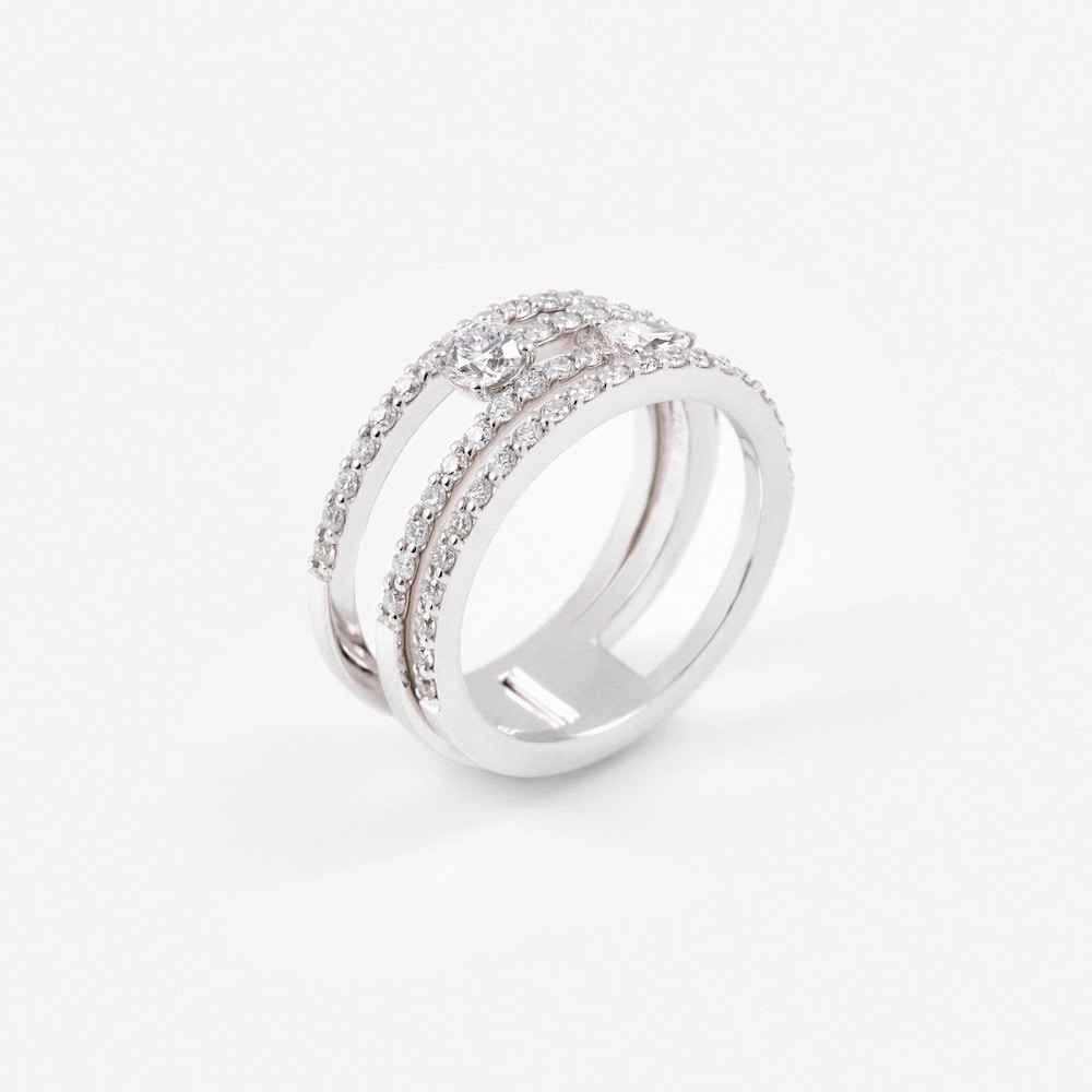 Anillo doble de oro blanco con diamantes talla pera TOUS ATELIER