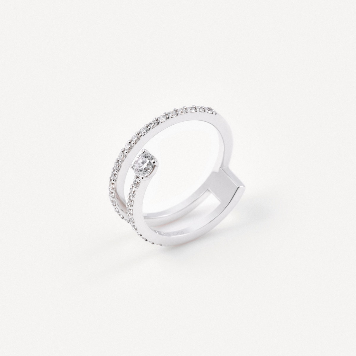 Tous - Anillo Doble De Oro Blanco Con Diamantes Tous Atelier Talla 12