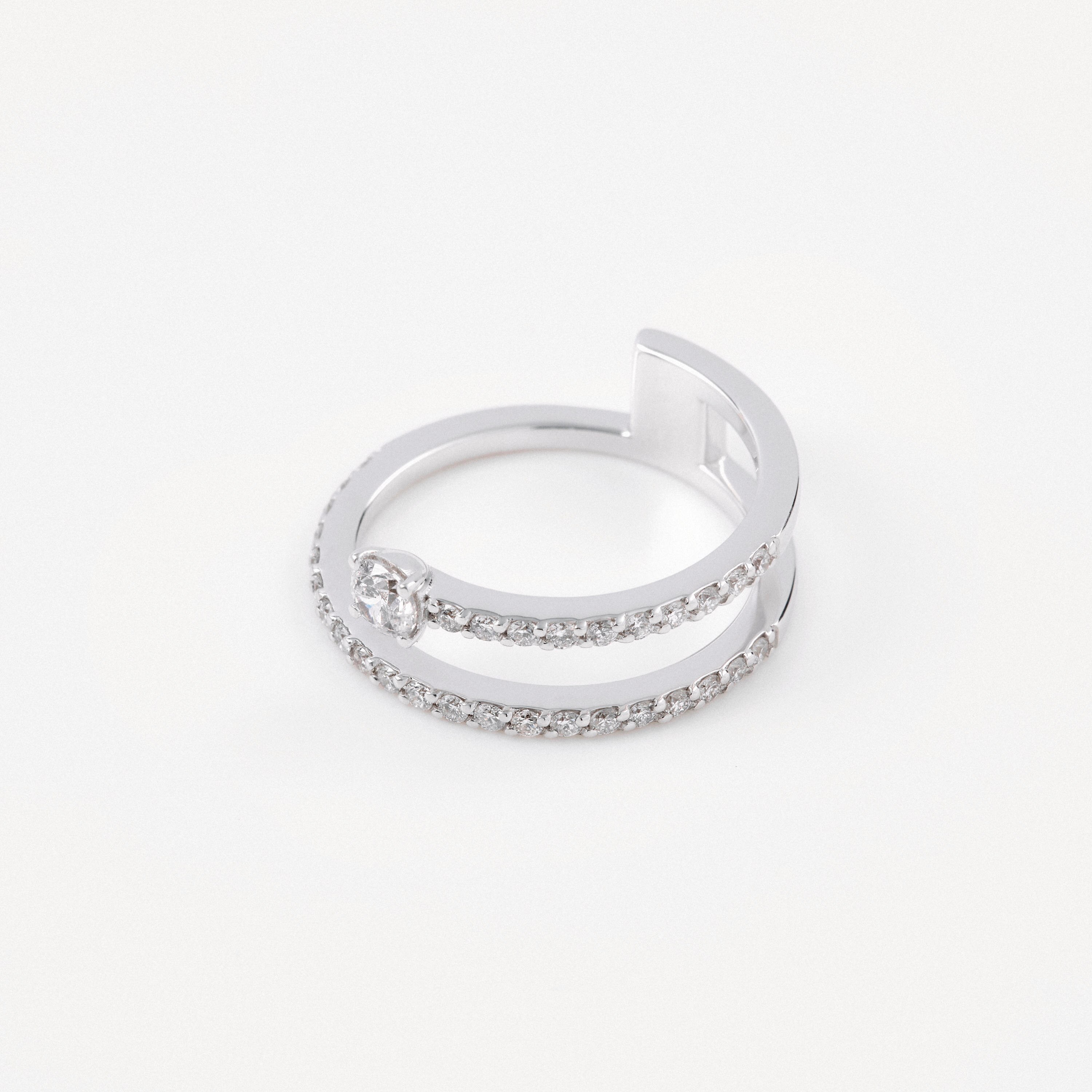White gold Double ring with diamonds TOUS ATELIER